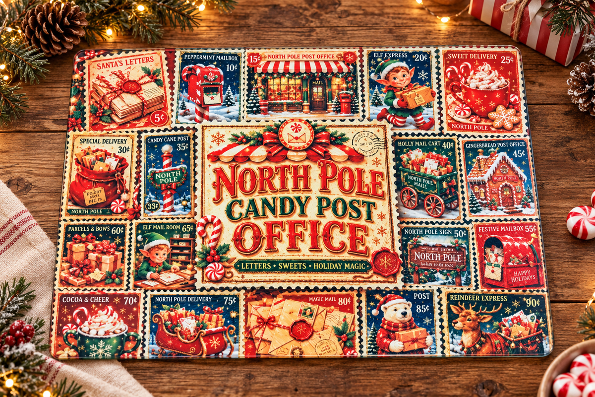 North Pole Glass Cutting Board