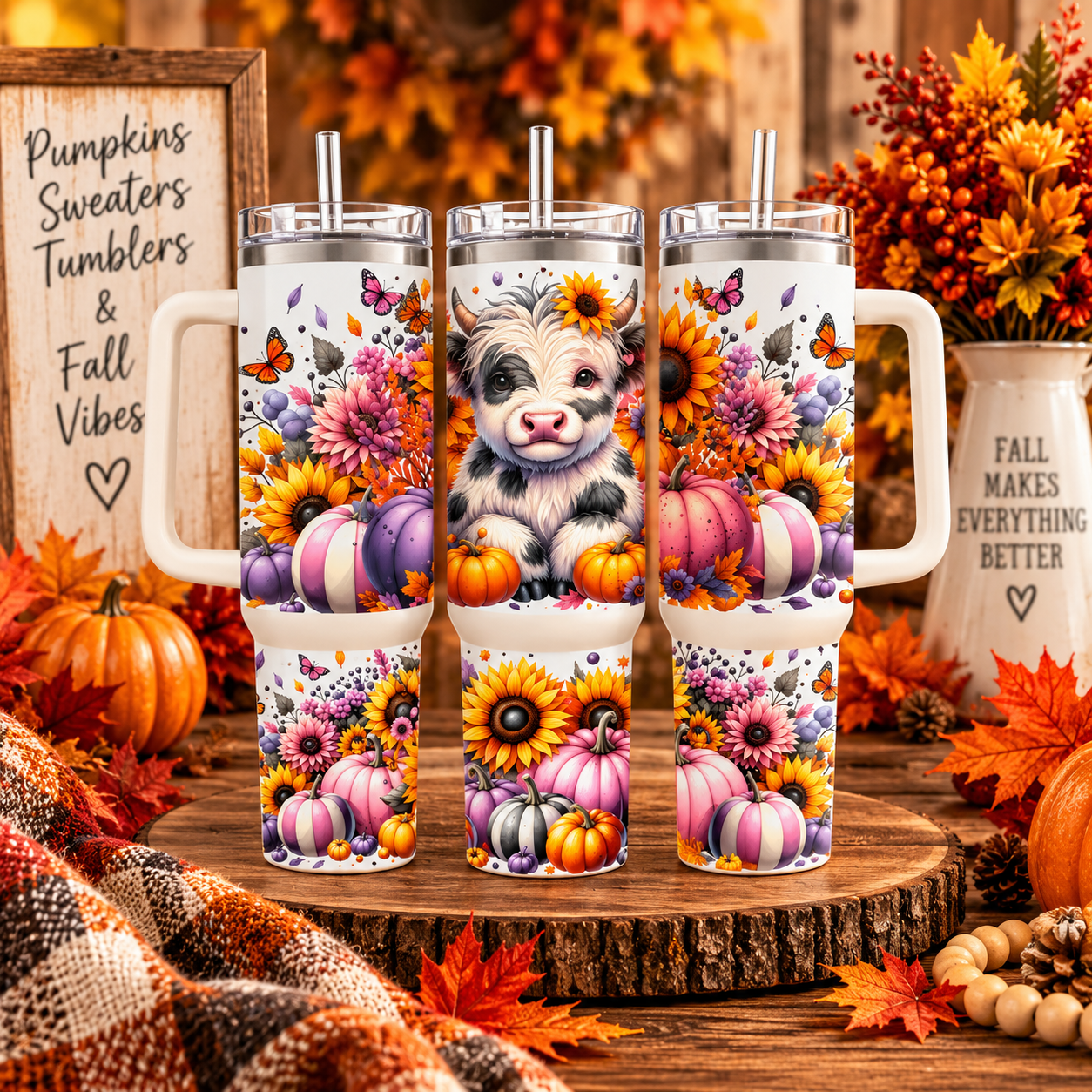 40oz Fall Highland Cow Tumbler