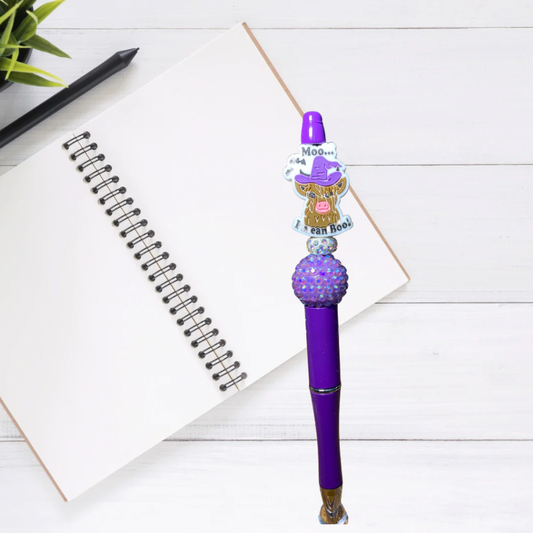 Moo I Mean Boo beaded pen | Glitz & Glamour Tumblers