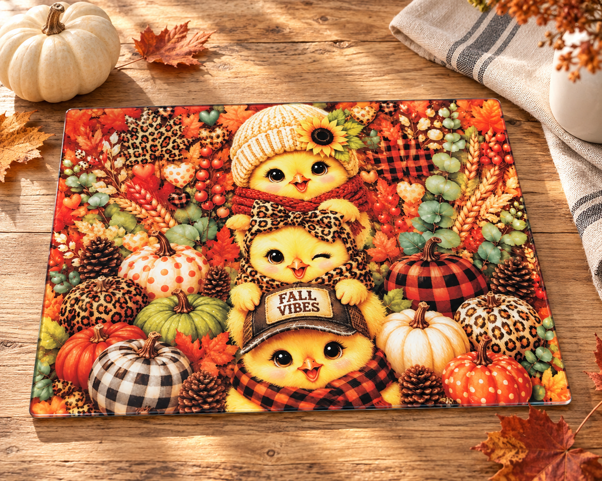 Fall Vibes Glass cutting board