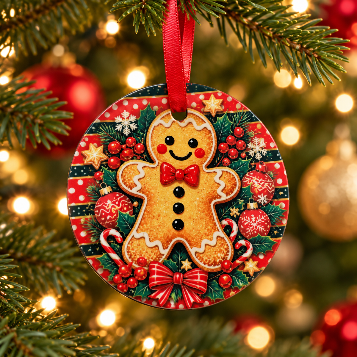 Gingerbread Man Glass Ornament