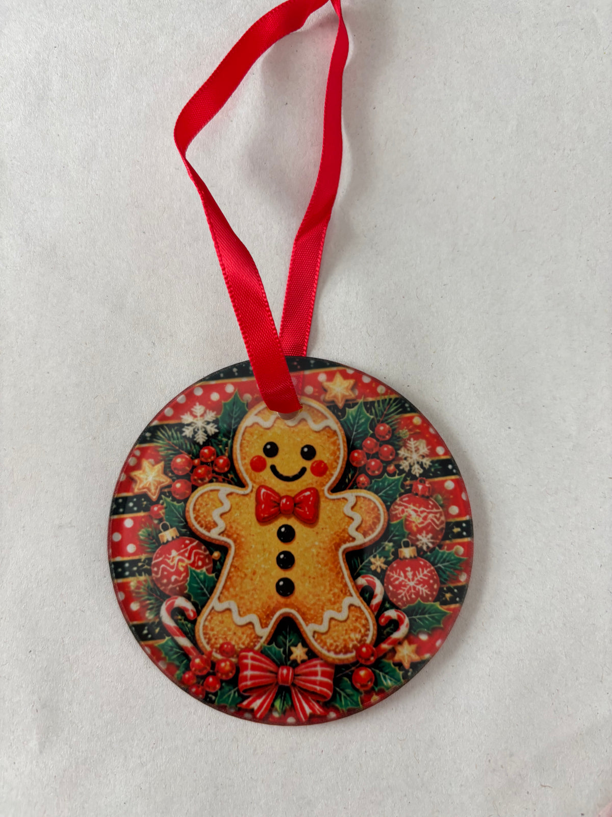 Gingerbread Man Glass Ornament