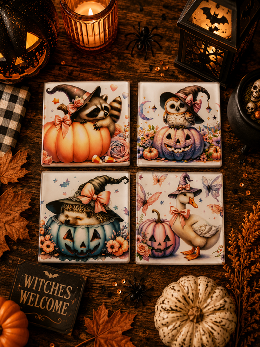 Halloween Glass coaster set