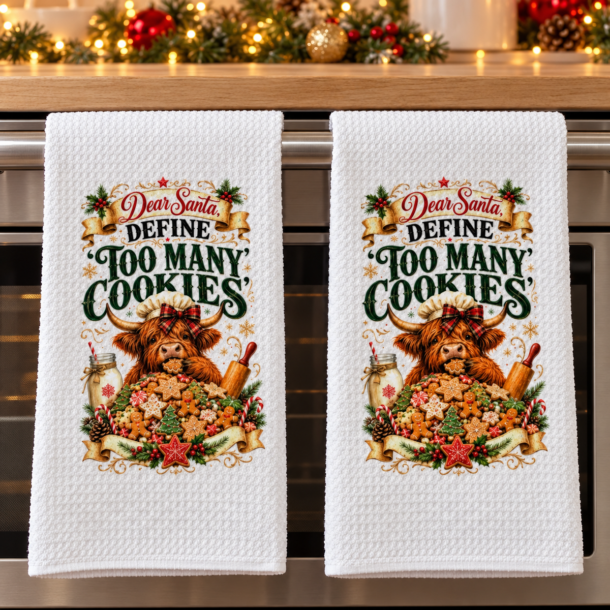 Christmas Highland Cow Towels