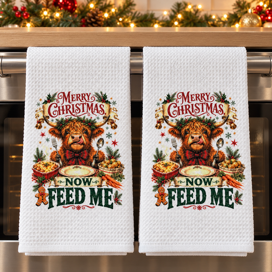 Feed Me Christmas Cow Towels