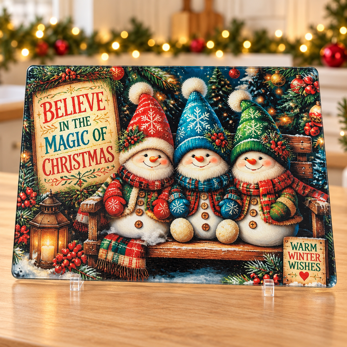 Snowman Glass Cutting Board