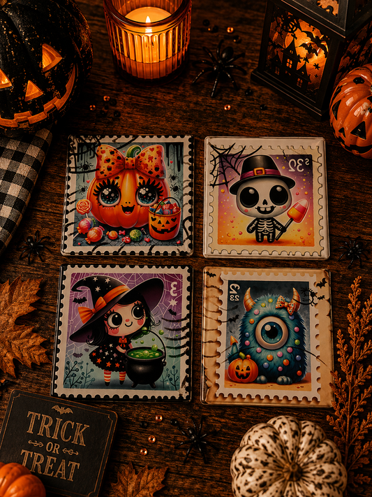 Fun Halloween Glass coaster set