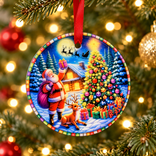 Santa Glass Ornament