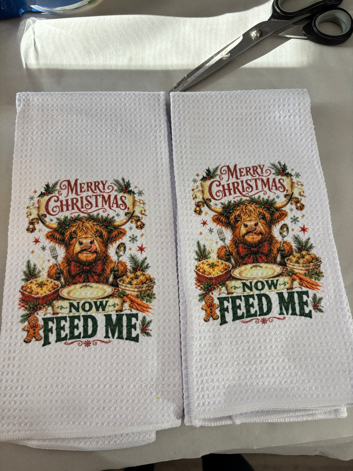 Feed Me Christmas Cow Towels
