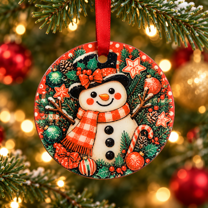 Snowman Glass Ornament