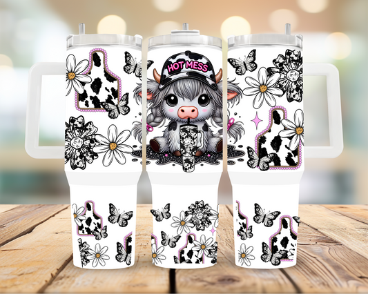 40oz Hot Mess Cow Tumbler | Glitz & Glamour