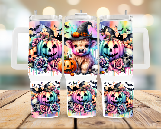40oz Halloween Highland Cow Tumbler | Glitz & Glamour