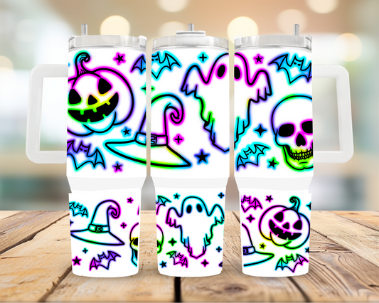 40oz Halloween Neon Ghost Tumbler | Glitz & Glamour