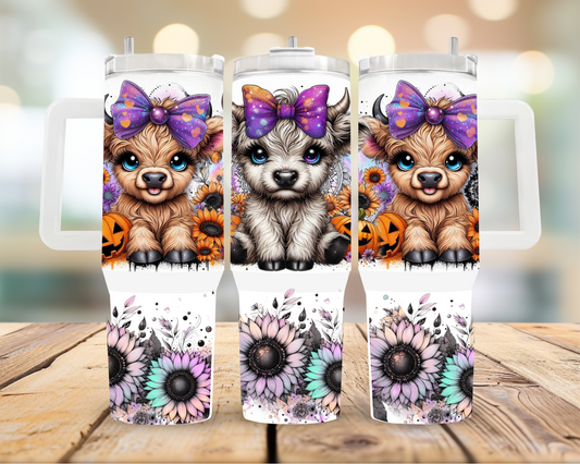40oz Halloween Highland Cow Tumbler | Glitz & Glamour