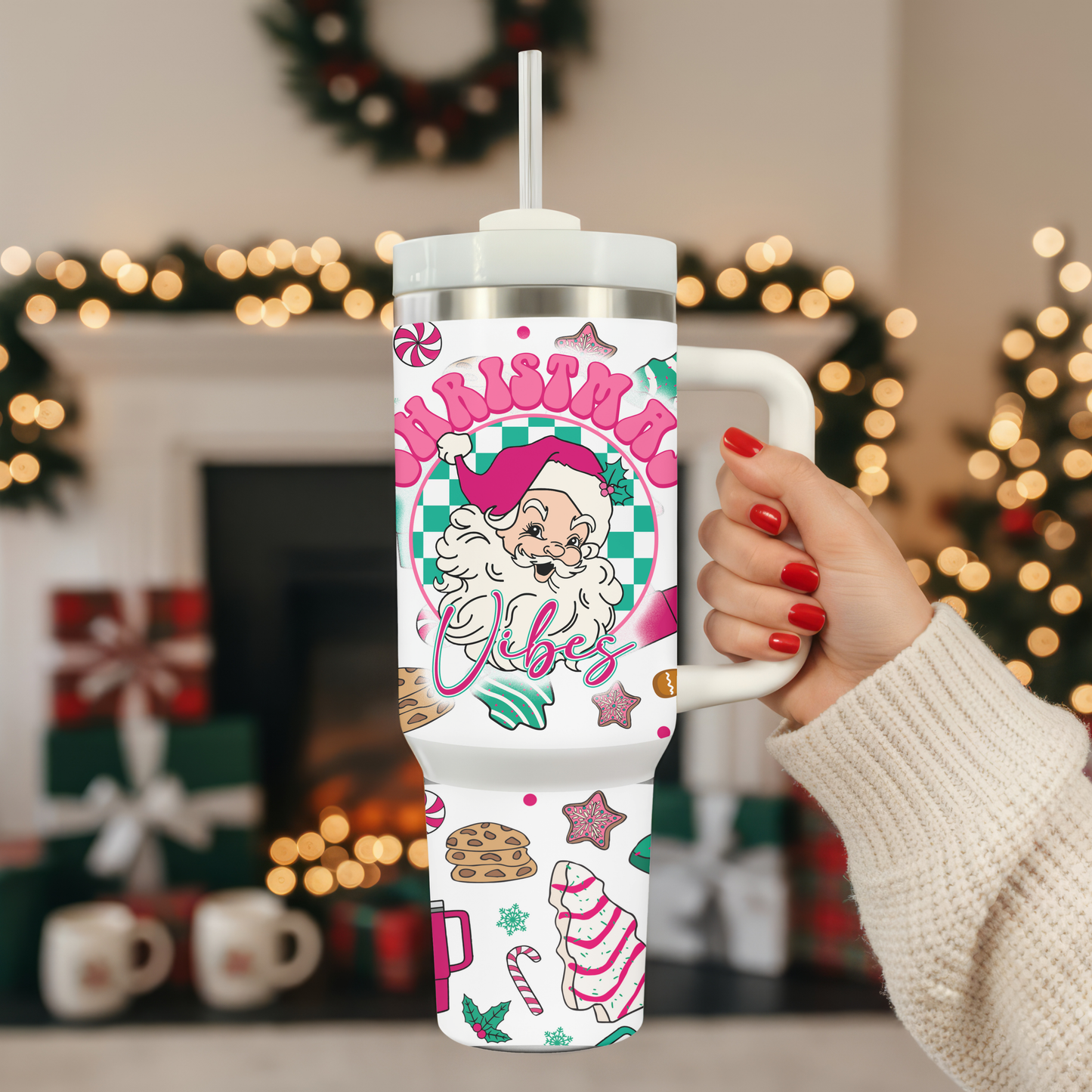 40oz Christmas Vibes Tumbler | Glitz & Glamour