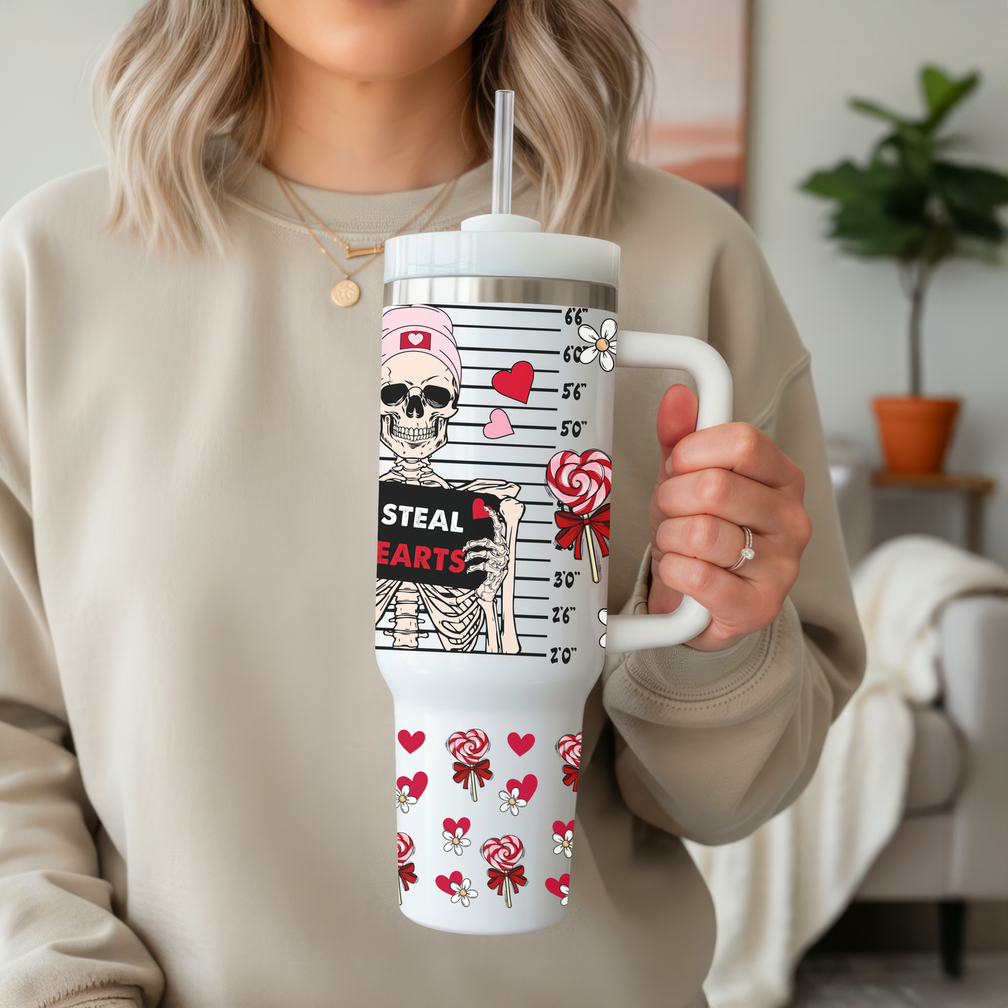 40oz I Steal Hearts Valentine Tumbler