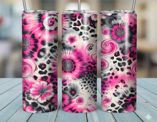 20oz Pink Tie Dye Tumbler