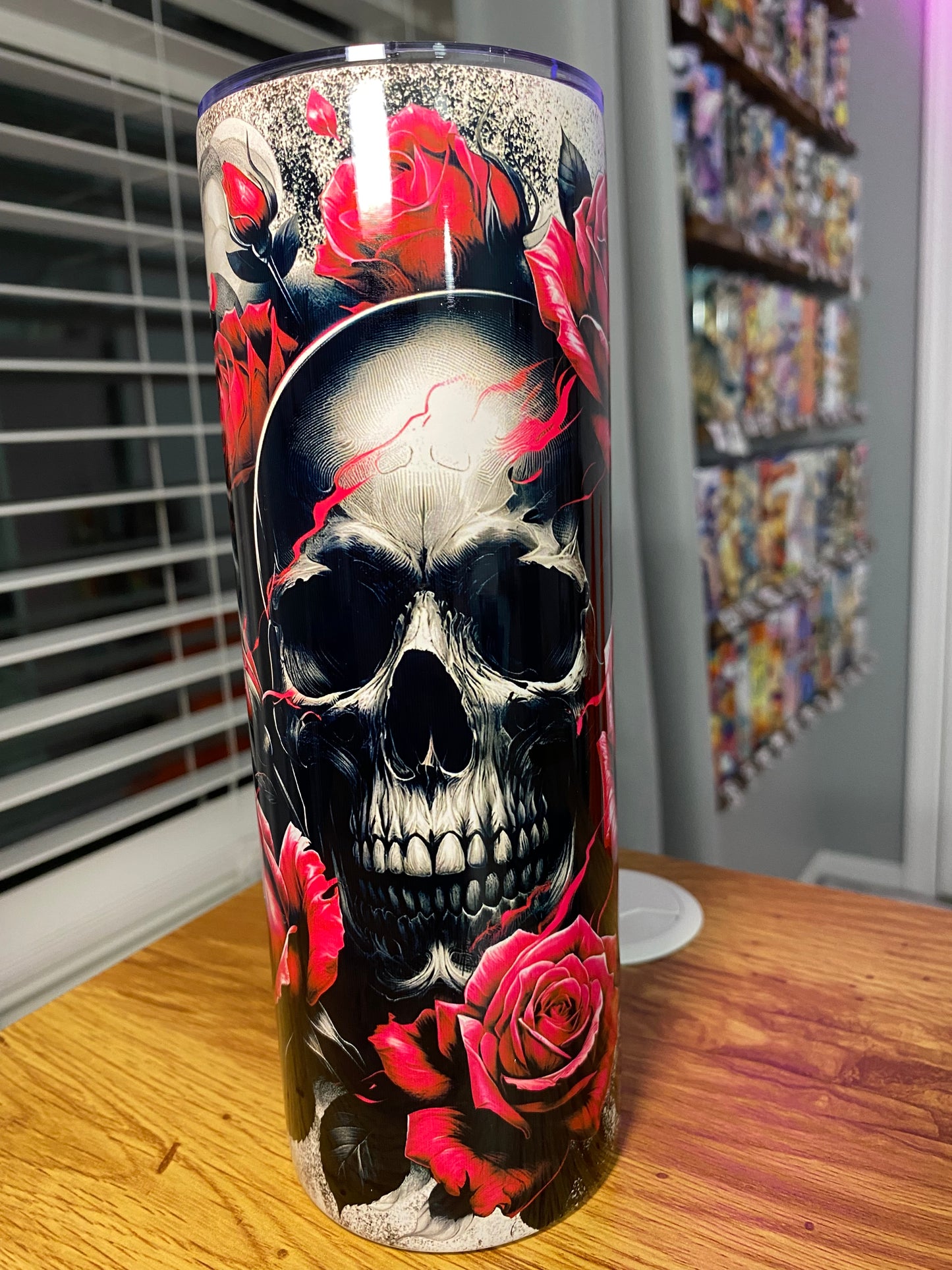 Skull With Red Roses Tumbler | Glitz & Glamour Tumblers