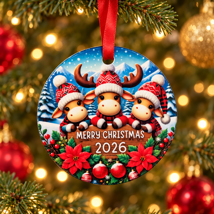 Merry Christmas 2026 Glass Ornament