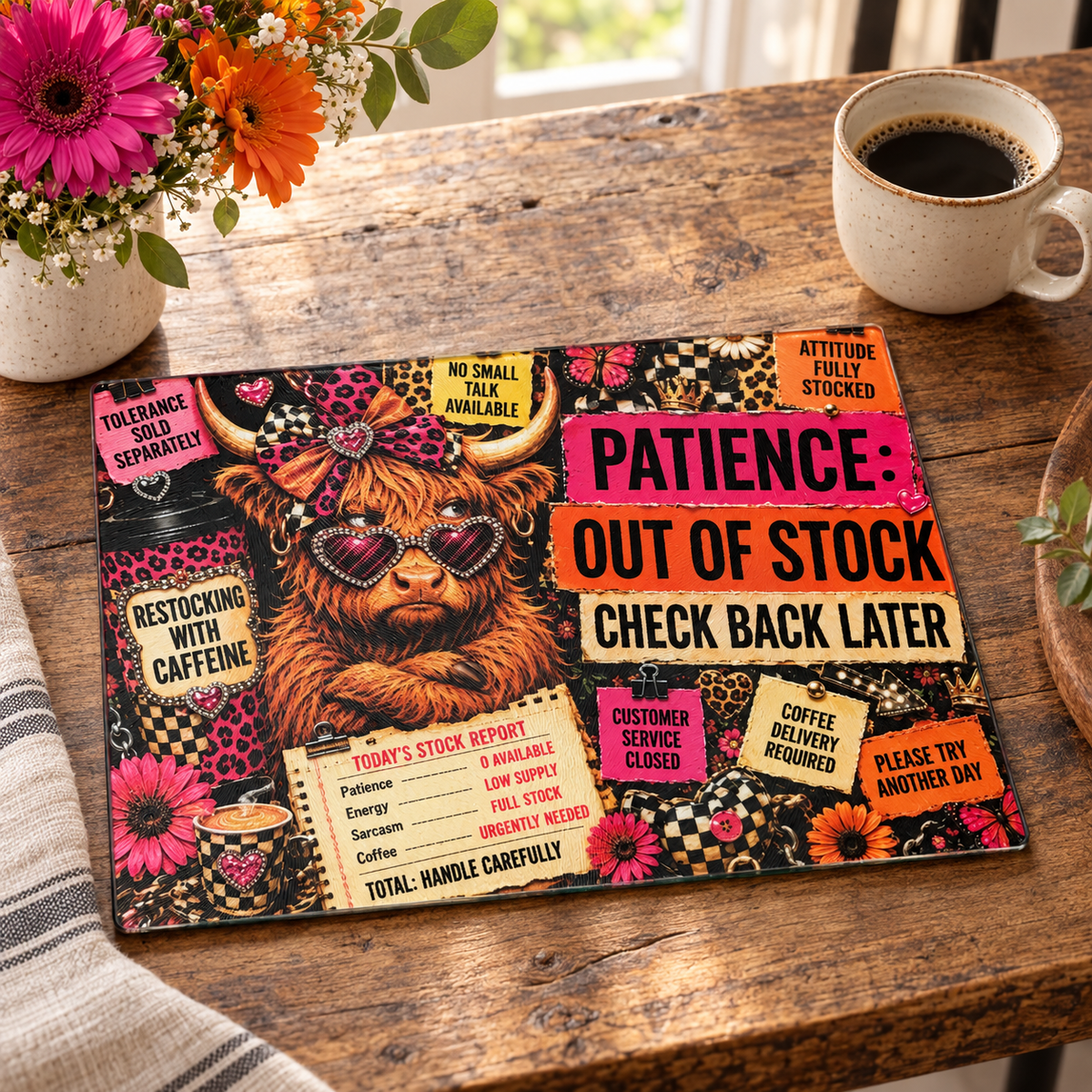 Patience Out of Stock Glass Cutting boards