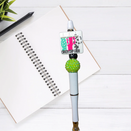 Crazy cup lady Beaded Pen | Glitz & Glamour Tumblers