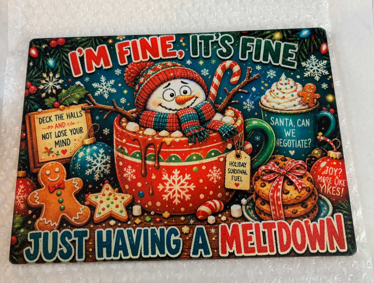 Snowman Glass Cutting Board
