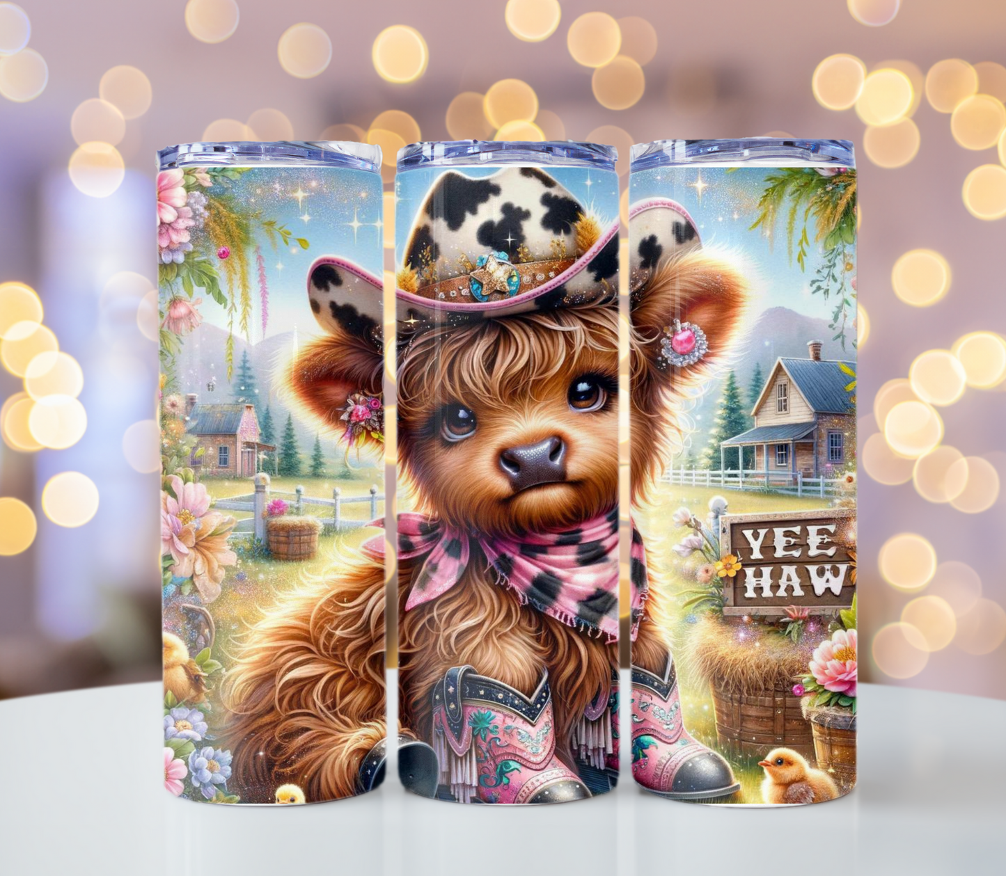 Cowgirl Highland Cow Tumbler | Glitz & Glamour Tumblers