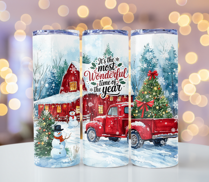 Red Christmas Truck Tumbler | Glitz & Glamour Tumblers