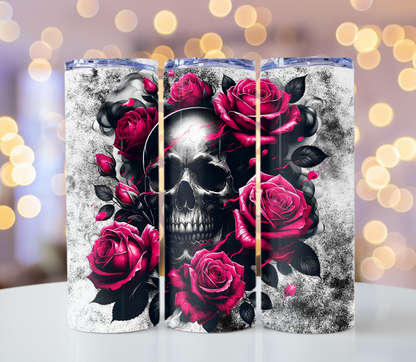 Skull With Red Roses Tumbler | Glitz & Glamour Tumblers