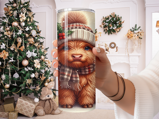 20oz Christmas Highland cow Tumbler