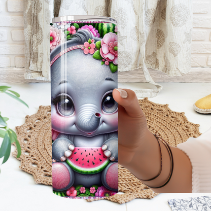 Watermelon Elephant 20oz Tumbler | Glitz & Glamour
