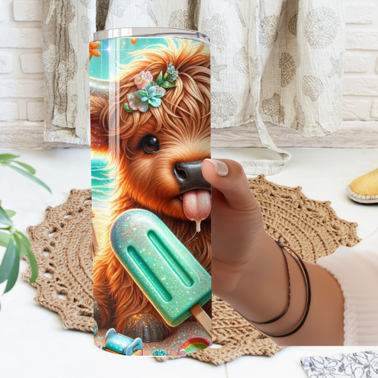 Hot Girl Summer Highland Cow 20oz Tumbler | Glitz & Glamour