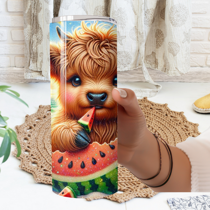 Watermelon Highland Cow | Glitz & Glamour