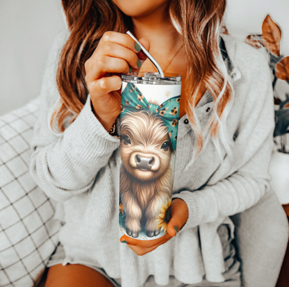 Highland Cow With Sunflowers Tumbler | Glitz & Glamour Tumblers