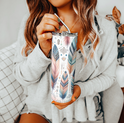 Boho Feather Tumbler | Glitz & Glamour Tumblers