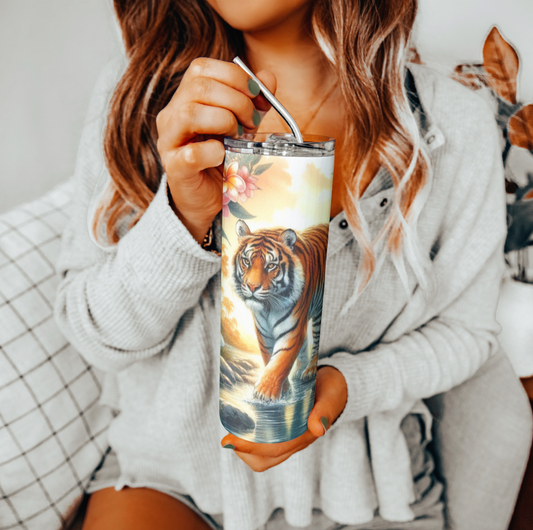 Tiger Watercolor Design Tumbler | Glitz & Glamour Tumblers