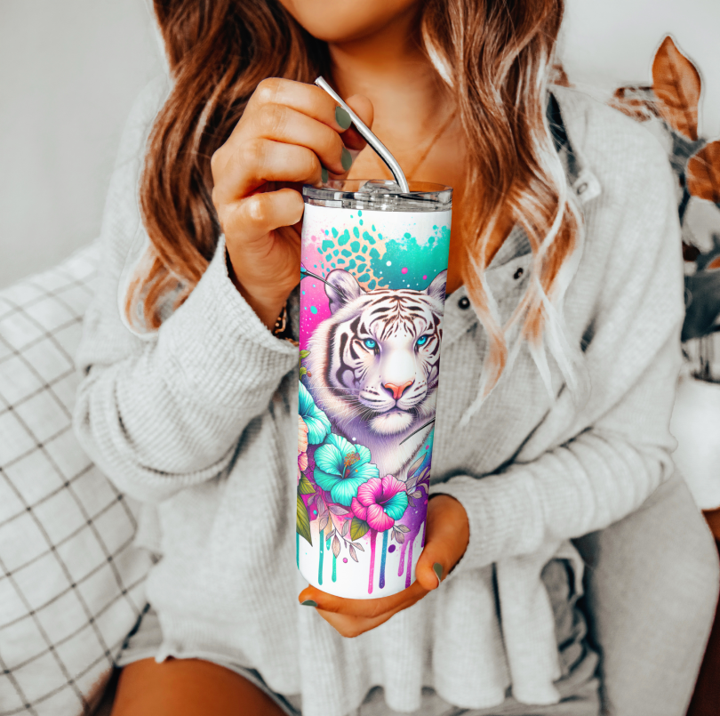 White Tiger Tumbler | Glitz & Glamour Tumblers