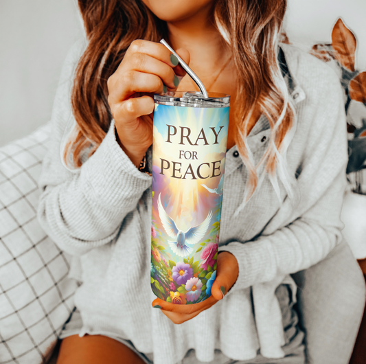 Pray For Peace Faith Tumbler | Glitz & Glamour Tumblers