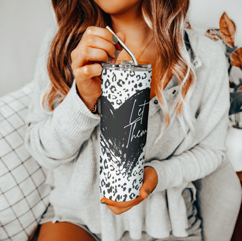 Let Them Leopard Print Heart Tumbler | Glitz & Glamour Tumblers