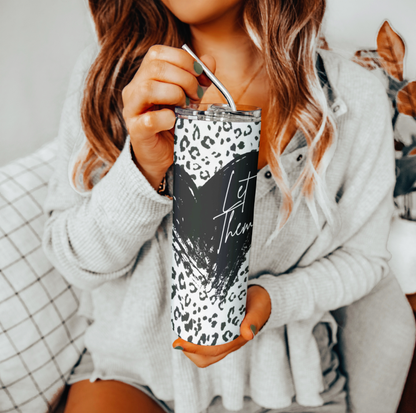 Let Them Leopard Print Heart Tumbler | Glitz & Glamour Tumblers