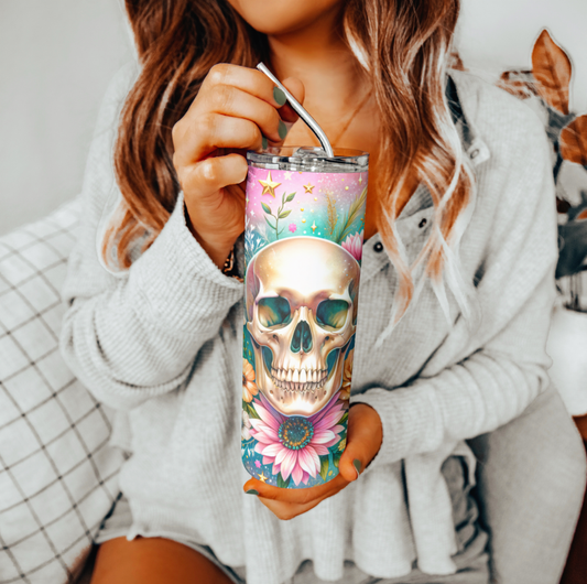 Floral Skull Tumbler | Glitz & Glamour Tumblers