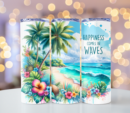 Happiness Comes in Waves Tumbler | Glitz & Glamour Tumblers