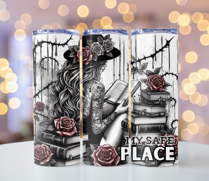 My Safe Place Book Lover Tumbler | Glitz & Glamour Tumblers