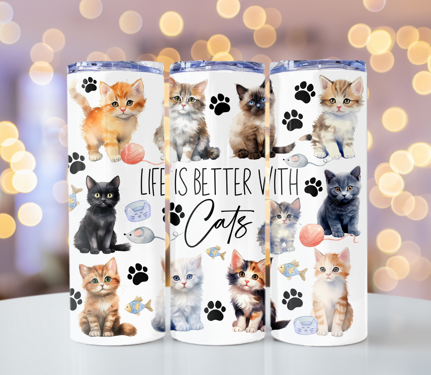 Life is Better With Cats Tumbler | Glitz & Glamour Tumblers