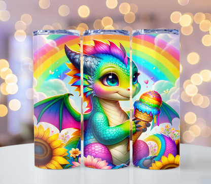 Baby Dragon Eating Ice Cream Tumbler | Glitz & Glamour Tumblers