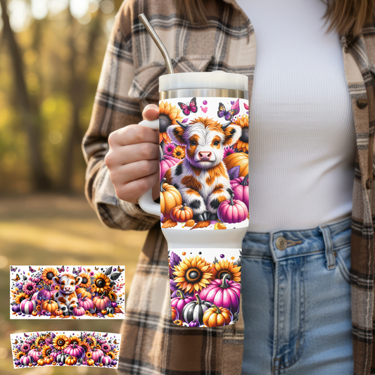 40oz Highland Cow Fall Tumbler | Glitz and Glamour