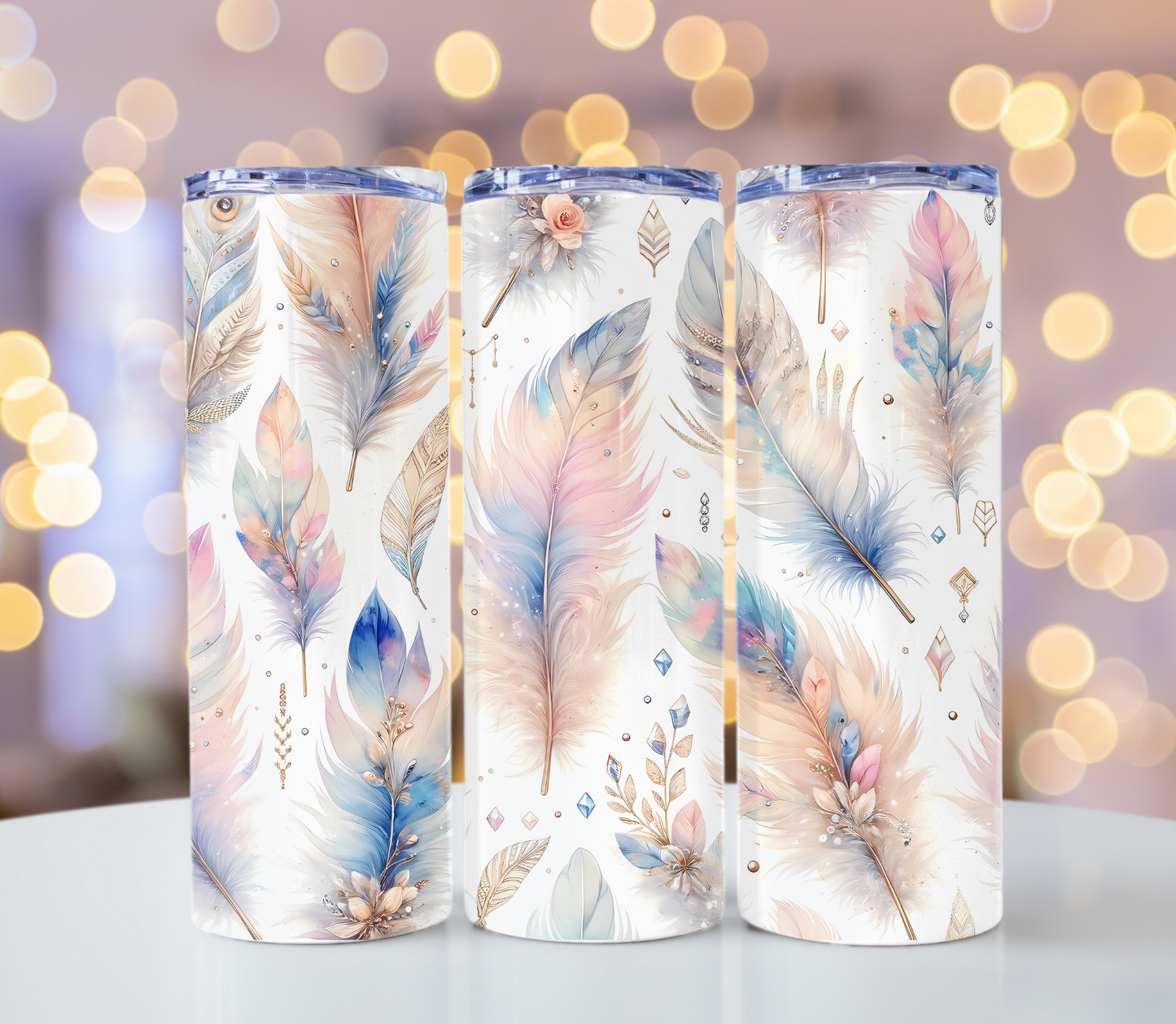 Boho Feather Tumbler | Glitz & Glamour Tumblers