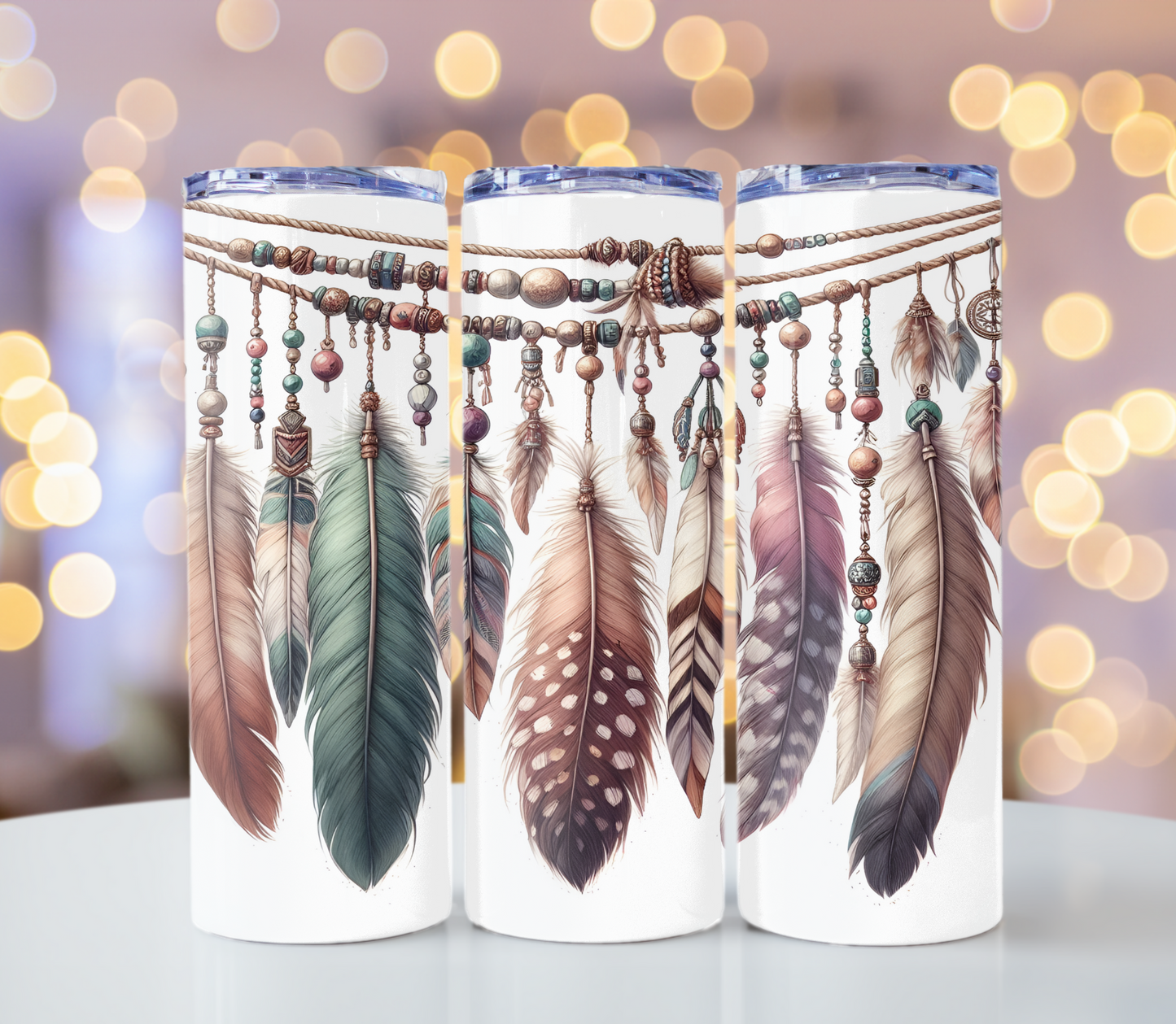 Boho Feather Tumbler | Glitz & Glamour Tumblers