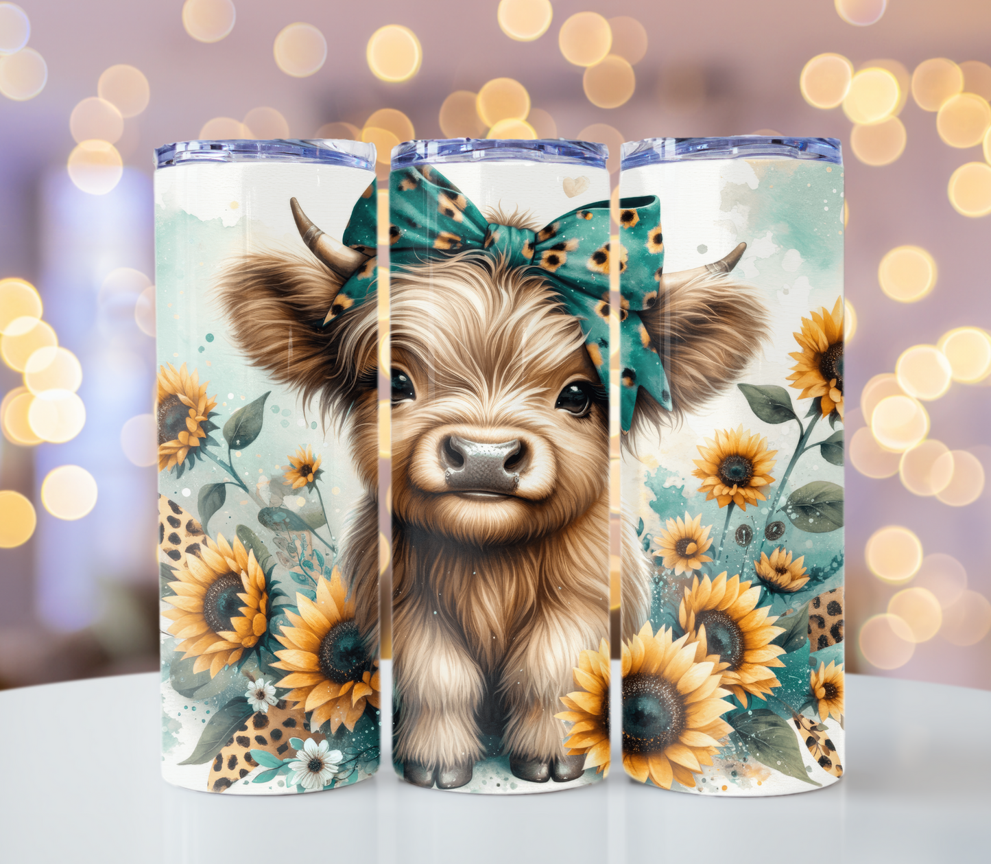 Highland Cow With Sunflowers Tumbler | Glitz & Glamour Tumblers