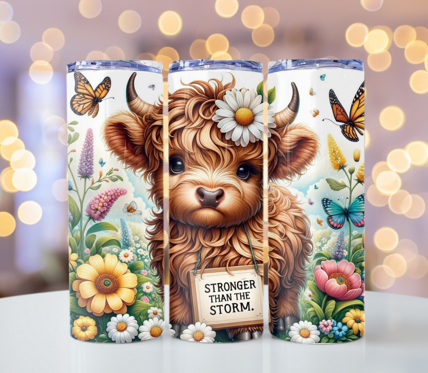 Highland Cow Stronger Than The Storm Tumbler | Glitz & Glamour Tumblers